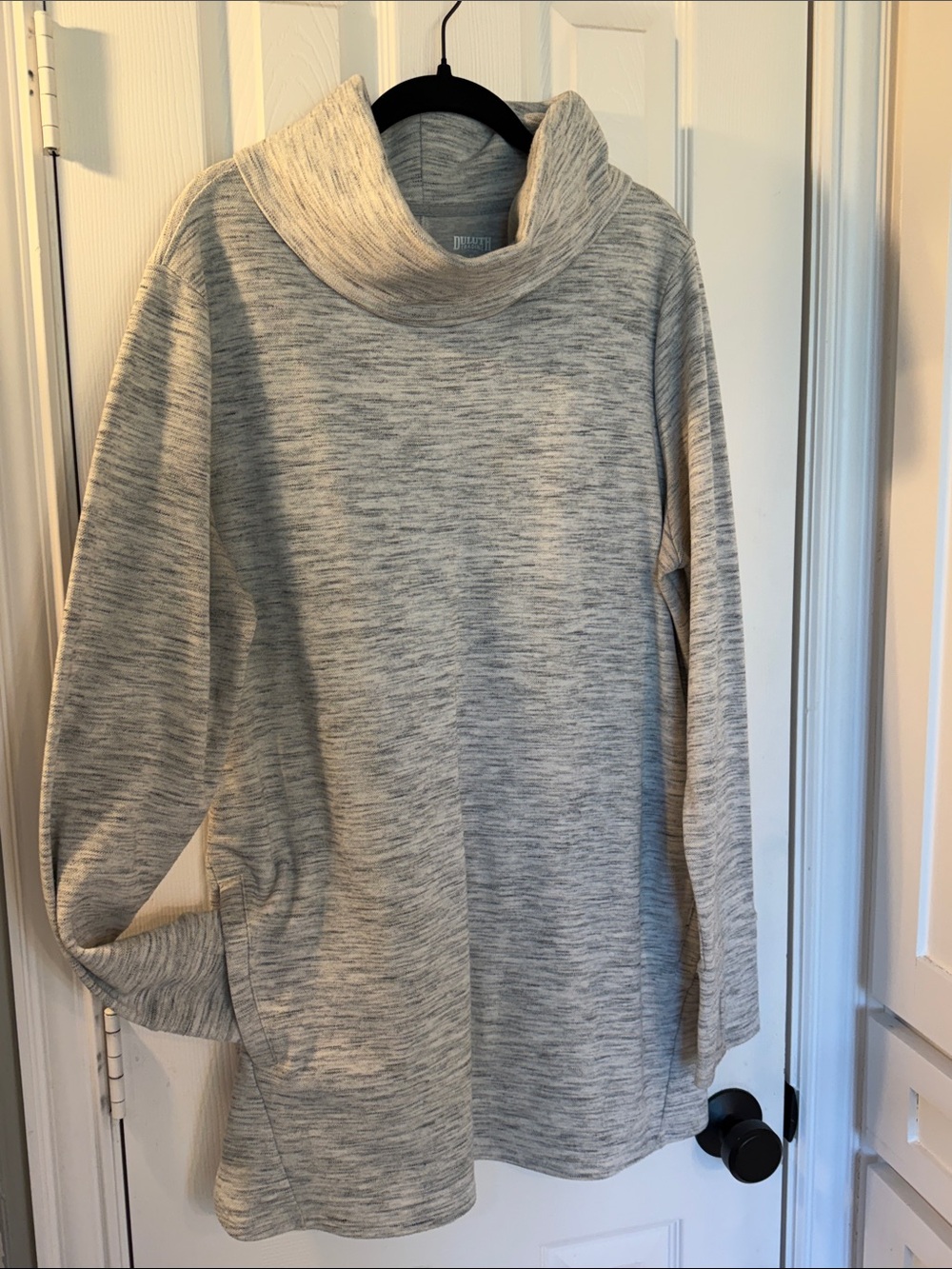 Cozy Light Heather Gray Cowl Neck Tunic by Duluth Trading XL